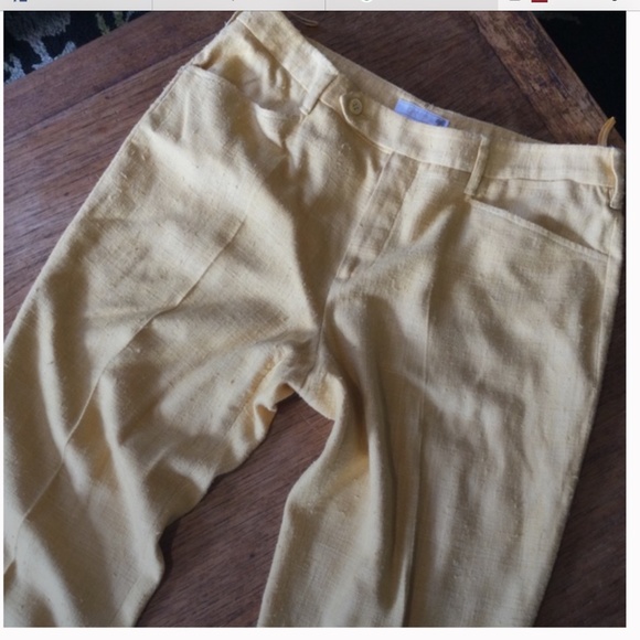 Prada Pants - Prada Raw Silk Golden yellow (true color doesn’t show in all pics) size 46 ITALY